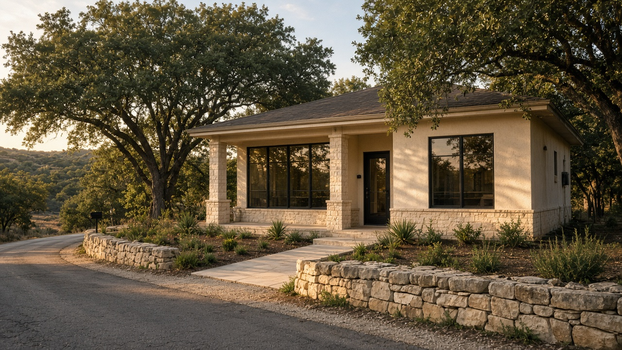 Office on Crawford Road among live oaks